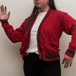 VINTAGE RED AND BLUE VARSITY CARDIGAN